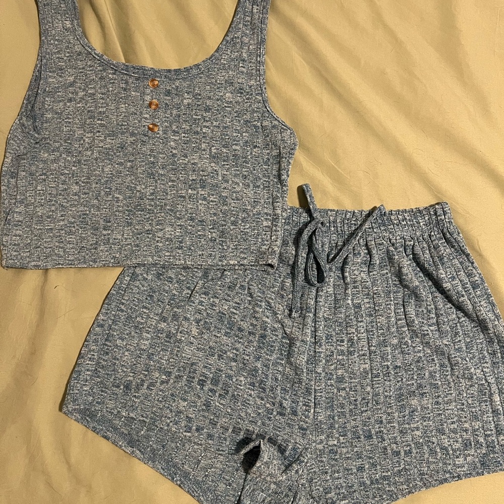 Cozy Blue knit Pajama Set